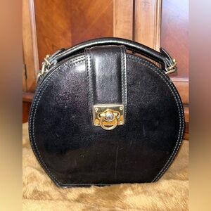 Vintage Leather Round Hard Shell Saddle Bag
